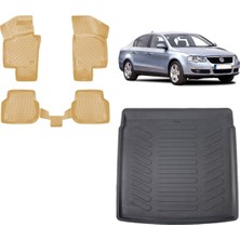 Team Car Volkswagen Passat 2008 Model 3D Bagaj Havuzu+3d Araca Özel Bej Havuzlu Paspas Takımı