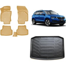 Team Car Skoda Karoq 2018 Model 3D Bagaj Havuzu+3d Araca Özel Bej Havuzlu Paspas Takımı