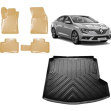 Team Car Renault Megane 4 Sedan 2021 Model 3D Bagaj Sağ Kulaklı+3d Araca Özel Bej Havuzlu Paspas Takımı