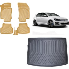 Team Car Volkswagen Golf 7 2013 Model 3D Üst Bagaj Havuzu+3d Araca Özel Bej Havuzlu Paspas Takımı