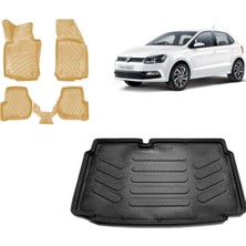 Team Car Volkswagen Polo 2014 Model 3D Alt Bagaj Havuzu+3d Araca Özel Bej Havuzlu Paspas Takımı