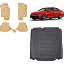 Team Car Volkswagen Jetta 2012 Model (Cepsiz) 3D Bagaj Havuzu+3d Araca Özel Bej Havuzlu Paspas Takımı
