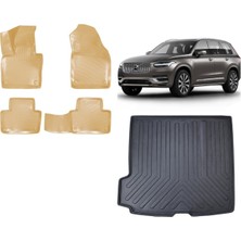 Team Car Volvo XC90 2019 Model 5 Koltuk 3D Bagaj Havuzu+3d Araca Özel Bej Havuzlu Paspas Takımı