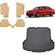 Team Car Volkswagen Jetta 2018 Model (Cepli) 3D Bagaj Havuzu+3d Araca Özel Bej Havuzlu Paspas Takımı