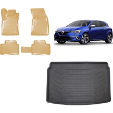 Team Car Renault Megane 4 Hatchback 2019 Model 3D Bagaj Havuzu+3d Araca Özel Bej Havuzlu Paspas Takımı