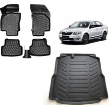Team Car Skoda Octavia 2013 Model 3D Bagaj Havuzu+3d Havuzlu Araca Özel Paspas Takımı