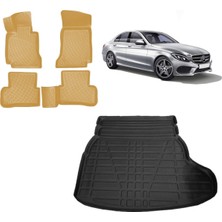 Team Car Mercedes C Seri 2021 Model Rampalı Kulaklı Bagaj Havuzu+3d Araca Özel Bej Havuzlu Paspas Takımı