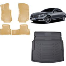 Team Car Mercedes E Serisi 2023 Model Rampalı 3D Bagaj Havuzu+3d Araca Özel Bej Havuzlu Paspas Takımı