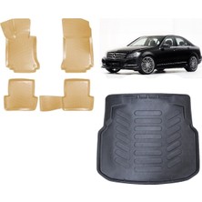 Team Car Mercedes C Serisi W204 2013 Model Rampalı Bagaj Havuzu+3d Araca Özel Bej Havuzlu Paspas Takımı