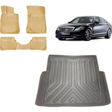 Team Car Mercedes S Serisi W221 2009 Model 3D Bagaj Havuzu+3d Araca Özel Bej Havuzlu Paspas Takımı