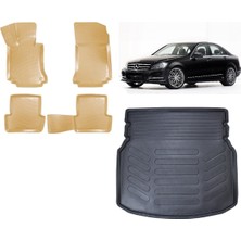 Team Car Mercedes C Seri 2013 Model Plastik Setli Bagaj Havuzu+3d Araca Özel Bej Havuzlu Paspas Takımı