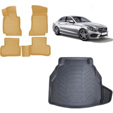 Team Car Mercedes C Serisi 2018 Model Plastik Setli 3D Bagaj Havuzu+3d Araca Özel Bej Havuzlu Paspas Takımı