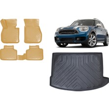 Team Car Mini Countryman 2022 Model 3D Bagaj Havuzu+3d Araca Özel Bej Havuzlu Paspas Takımı