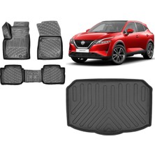 Team Car Nissan Qashqai E-Power Alt 2023 Model Bagaj Havuzu+3d Havuzlu Araca Özel Paspas Takımı