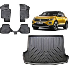 Team Car Volkswagen T-Roc 2019 Model Üst Kademe 3D Bagaj Havuzu+3d Havuzlu Araca Özel Paspas Takımı