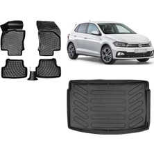Team Car Volkswagen Polo 2019 Model Üst Kademe 3D Bagaj Havuzu+3d Havuzlu Araca Özel Paspas Takımı