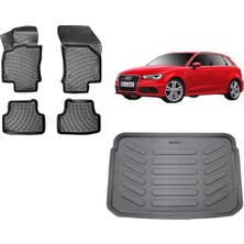 Team Car Audi A3 Hatchback 2019 Model 3D Bagaj Havuzu+3d Havuzlu Araca Özel Paspas Takımı