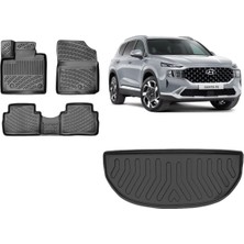 Team Car Hyundai Santa Fe 2023 Model Hibrit 7 Koltuk 3D Bagaj Havuzu+3d Havuzlu Araca Özel Paspas Takımı