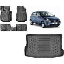 Team Car Renault Clio 2 Hatchback 2001 Model 3D Bagaj Havuzu+3d Havuzlu Araca Özel Paspas Takımı