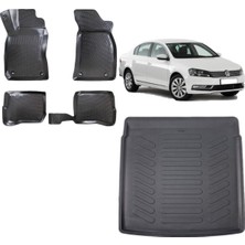 Team Car Volkswagen Passat B7 2012 Model 3D Bagaj Havuzu+3d Havuzlu Araca Özel Paspas Takımı