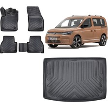 Team Car Volkswagen Caddy 2021 Model 3D Bagaj Havuzu+3d Havuzlu Araca Özel Paspas Takımı