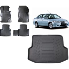 Team Car Honda Civic Sedan 2004 Model 3D Bagaj Havuzu+3d Havuzlu Araca Özel Paspas Takımı
