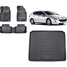 Team Car Peugeot 407 Station Vagon 2011 Model 3D Bagaj Havuzu+3d Havuzlu Araca Özel Paspas Takımı