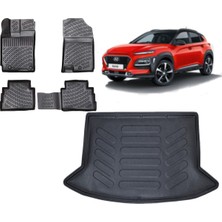 Team Car Hyundai Kona 2019 Model (Çift Cepli) 3D Bagaj Havuzu+3d Havuzlu Araca Özel Paspas Takımı