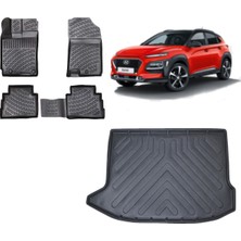 Team Car Hyundai Kona 2023 Model (Tek Cepli) 3D Bagaj Havuzu+3d Havuzlu Araca Özel Paspas Takımı