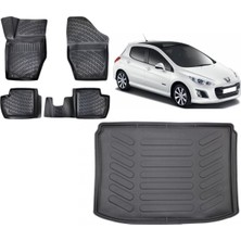 Team Car Peugeot 308 2008 Model 3D Bagaj Havuzu+3d Havuzlu Araca Özel Paspas Takımı