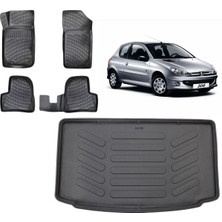 Team Car Peugeot 206 Hatchback 2000 Model 3D Bagaj Havuzu+3d Havuzlu Araca Özel Paspas Takımı