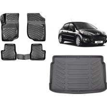 Team Car Peugeot 207 Hatchback 2011 Model 3D Bagaj Havuzu+3d Havuzlu Araca Özel Paspas Takımı