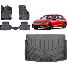 Team Car Volkswagen Golf 8 2022 Model 3D Bagaj Havuzu+3d Havuzlu Araca Özel Paspas Takımı
