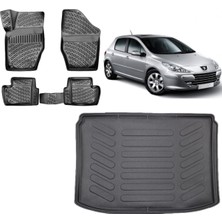 Team Car Peugeot 307 Hatchback 2004 Model 3D Bagaj Havuzu+3d Havuzlu Araca Özel Paspas Takımı