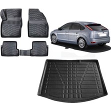 Team Car Focus 2 Hatchback 2007 Kalın Stepneli Model 3D Bagaj Havuzu+3d Havuzlu Araca Özel Paspas Takımı