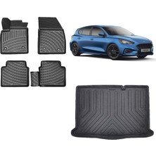 Team Car Focus 4 Hatchback Ince Stepne 2023 Model 3D Bagaj Havuzu+3d Havuzlu Araca Özel Paspas Takımı