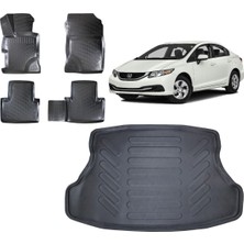 Team Car Honda Civic Sedan 2014 Model 3D Bagaj Havuzu+3d Havuzlu Araca Özel Paspas Takımı