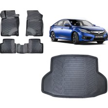 Team Car Honda Civic Sedan 2018 Model 3D Bagaj Havuzu+3d Havuzlu Araca Özel Paspas Takımı