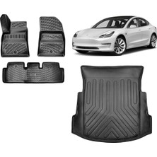 Team Car Tesla Model 3 2022 Model 3D Bagaj Havuzu+3d Havuzlu Araca Özel Paspas Takımı