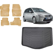 Team Car C-Max 2007 Model 3D Bagaj Havuzu+3d Araca Özel Bej Havuzlu Paspas Takımı