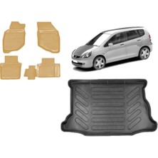 Team Car Honda Jazz 2003 Model 3D Bagaj Havuzu+3d Araca Özel Bej Havuzlu Paspas Takımı