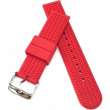 Fado 24    mm Renkli Silikon    Baskılı Desenli Saat Kordonu Kayışı   Kırmızı