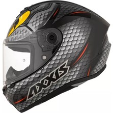Axxis Draken S Nahesa A2 Matt Grey Kapalı Motosiklet Kaskı + Yedek Siyah Vizör - S