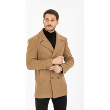 Vito Andolini Kahverengi Kaşmir Slim Fit Kruvaze Erkek Kısa Palto
