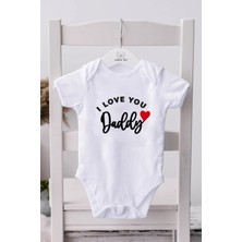 Minik Ayı I Love You Dady Bebek Alttan Çıtçıtlı Body Zıbın - Beyaz