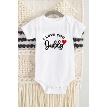 Minik Ayı I Love You Dady Bebek Alttan Çıtçıtlı Body Zıbın - Beyaz