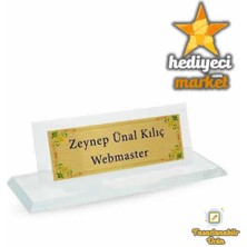 Hediyeci Market Kristal Cam Masa Isimliği