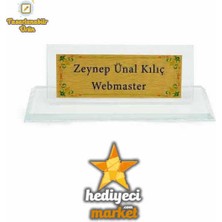 Hediyeci Market Kristal Cam Masa Isimliği