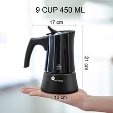 Alocs Taşınabilir Mocha Pot 450 ml 9 Cup Siyah