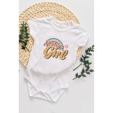 Minik Ayı Daddy's Girl Rainbow Babalar Günü Hediyesi Bebek Alttan Çıtçıtlı Body Zıbın - Beyaz
